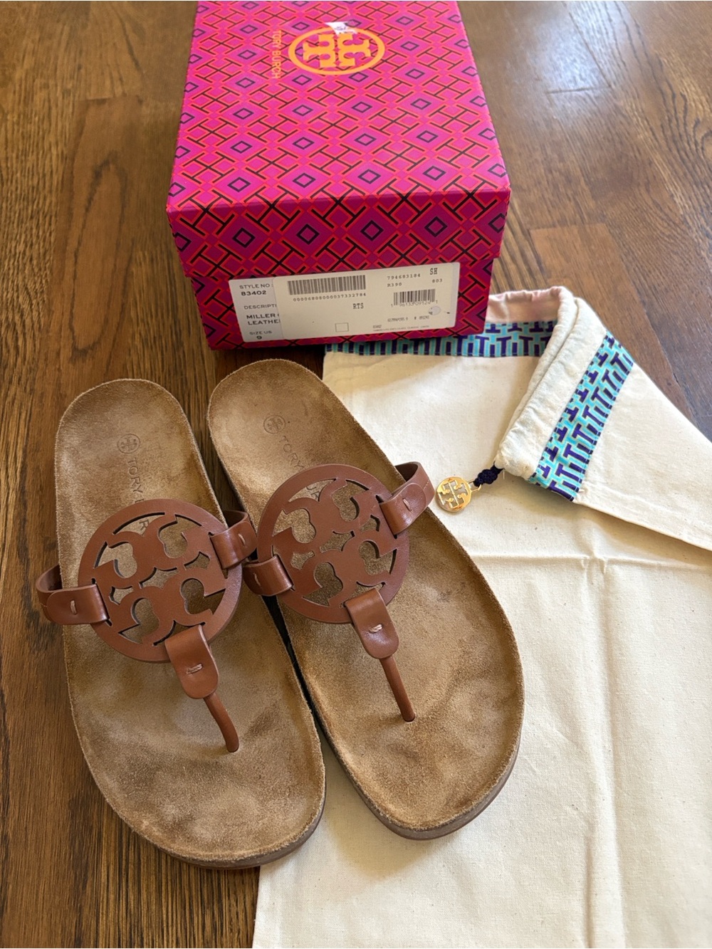 Tory Birch Miller Cloud Sandals, Brown size 9